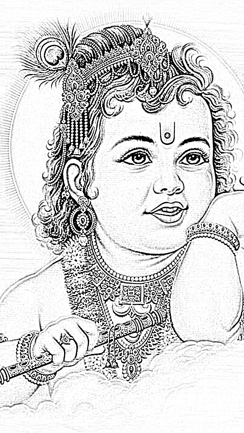 Krishna Coloring Pages Outline Sketch Drawing Vector, Lord Krishna Drawing,  Lord Krishna Outline, Lord Krishna Sketch PNG and Vector with Transparent  Background for Free Download